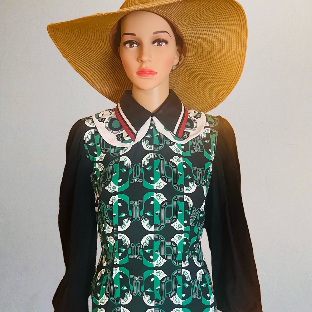 Miu Miu Green and Black Patterned Garment